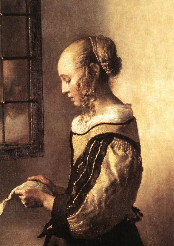 VERMEER VAN DELFT, Jan Girl Reading a Letter at an Open Window (detail) wt Germany oil painting art